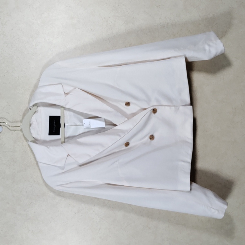 7162 Banana Republic cream double breasted cropped blazer 16 NWT